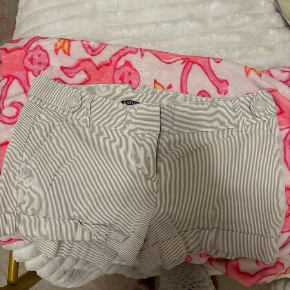 Express Women's Striped Gray Shorts